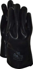 Ansell - Size L (10), 12" Long, 105 mil Thick, Supported, Neoprene Chemical Resistant Gloves - Smooth Finish, Cotton Interlock Knit Lined, Gauntlet Cuff, Black - Industrial Tool & Supply