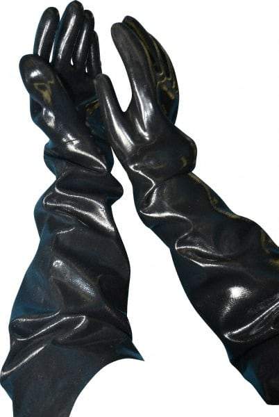 Ansell - Size XL (10), 31" Long, 80 mil Thick, Supported, Neoprene Chemical Resistant Gloves - Smooth Finish, Cotton Lined, Shoulder Length Cuff, ANSI Abrasion Level 3, ANSI Cut Level 2, Black - Industrial Tool & Supply