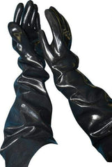 Ansell - Size XL (10), 31" Long, 80 mil Thick, Supported, Neoprene Chemical Resistant Gloves - Smooth Finish, Cotton Lined, Shoulder Length Cuff, ANSI Abrasion Level 3, ANSI Cut Level 2, Black - Industrial Tool & Supply