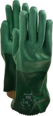 Ansell - Size XL (10), 12" Long, 55 mil Thick, Supported, Neoprene Chemical Resistant Gloves - Textured Finish, Cotton Interlock Knit Lined, Gauntlet Cuff, ANSI Abrasion Level 3, ANSI Cut Level 1, Green - Industrial Tool & Supply