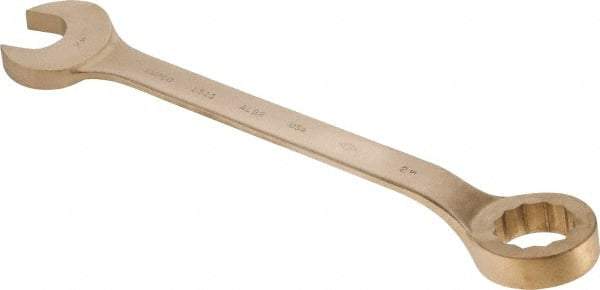 Ampco - 2-1/4" 12 Point Offset Combination Wrench - 15° Offset Angle, 22-3/4" OAL, Aluminum Bronze, Plain Finish - Industrial Tool & Supply
