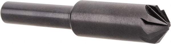 Hertel - 3/8" Head Diam, 1/4" Shank Diam, 6 Flute 100° High Speed Steel Countersink - 2" OAL, Straight Shank - Industrial Tool & Supply