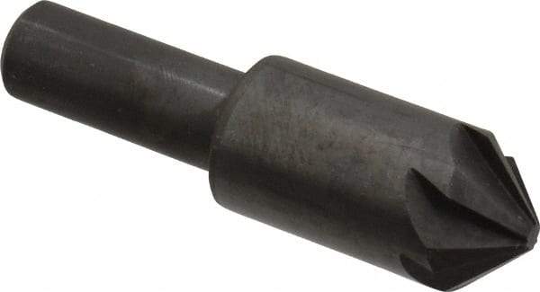 Hertel - 3/4" Head Diam, 1/2" Shank Diam, 6 Flute 90° High Speed Steel Countersink - 2-3/4" OAL, Straight Shank - Industrial Tool & Supply