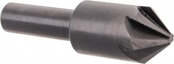 Hertel - 5/8" Head Diam, 3/8" Shank Diam, 6 Flute 82° High Speed Steel Countersink - 2-1/4" OAL, 1/8" Nose Diam, Straight Shank - Industrial Tool & Supply