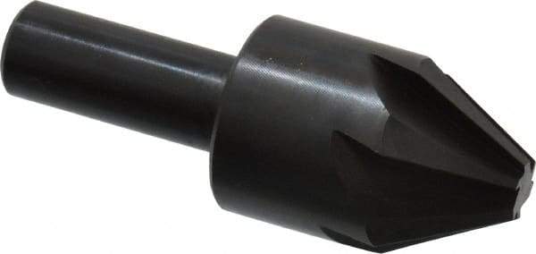 Hertel - 1" Head Diam, 1/2" Shank Diam, 6 Flute 60° High Speed Steel Countersink - 2-3/4" OAL, 0.328" Nose Diam, Straight Shank - Industrial Tool & Supply