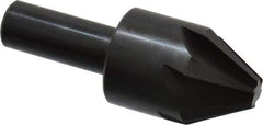 Hertel - 1" Head Diam, 1/2" Shank Diam, 6 Flute 60° High Speed Steel Countersink - 2-3/4" OAL, 0.328" Nose Diam, Straight Shank - Industrial Tool & Supply