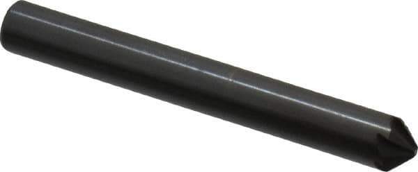 Hertel - 1/4" Head Diam, 1/4" Shank Diam, 6 Flute 90° High Speed Steel Countersink - 2" OAL, Straight Shank - Industrial Tool & Supply