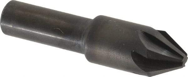 Hertel - 1/2" Head Diam, 3/8" Shank Diam, 6 Flute 60° High Speed Steel Countersink - 2" OAL, 0.156" Nose Diam, Straight Shank - Industrial Tool & Supply