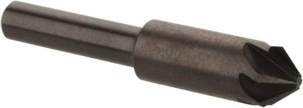 Hertel - 3/8" Head Diam, 1/4" Shank Diam, 6 Flute 82° High Speed Steel Countersink - 2" OAL, Straight Shank - Industrial Tool & Supply