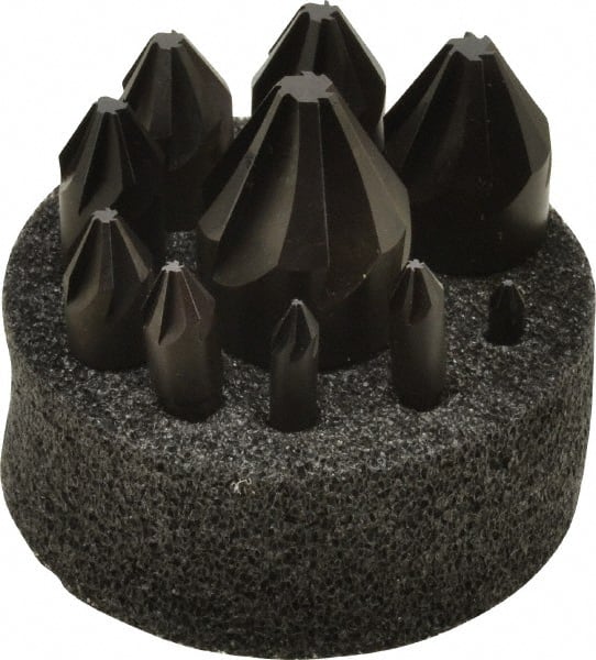 Hertel - 10 Piece, 1/4 to 1-1/2" Head Diam, 60° Included Angle, Countersink Set - Industrial Tool & Supply