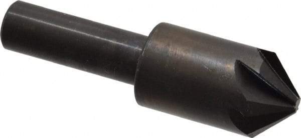 Hertel - 5/8" Head Diam, 3/8" Shank Diam, 6 Flute 90° High Speed Steel Countersink - 2-1/4" OAL, Straight Shank - Industrial Tool & Supply