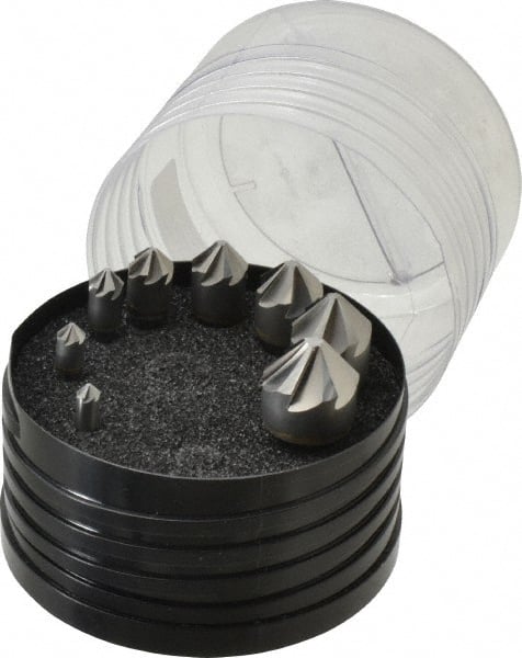 Hertel - 8 Piece, 1/4 to 1" Head Diam, 90° Included Angle, Countersink Set - Industrial Tool & Supply