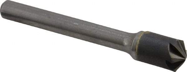 Hertel - 3/8" Head Diam, 1/4" Shank Diam, 6 Flute 120° Solid Carbide Countersink - 2-1/4" OAL, Straight Shank - Industrial Tool & Supply