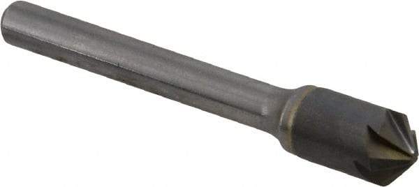 Hertel - 3/8" Head Diam, 1/4" Shank Diam, 6 Flute 100° Solid Carbide Countersink - 2-1/4" OAL, Straight Shank - Industrial Tool & Supply