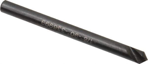 Hertel - 1/8" Head Diam, 1/8" Shank Diam, 1 Flute 90° High Speed Steel Countersink - 1-1/2" OAL, Straight Shank - Industrial Tool & Supply