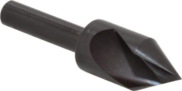 Hertel - 1/2" Head Diam, 1/4" Shank Diam, 1 Flute 60° High Speed Steel Countersink - 2" OAL, Straight Shank - Industrial Tool & Supply