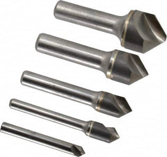 Hertel - 5 Piece, 1/4 to 1" Head Diam, 90° Included Angle, Countersink Set - Industrial Tool & Supply