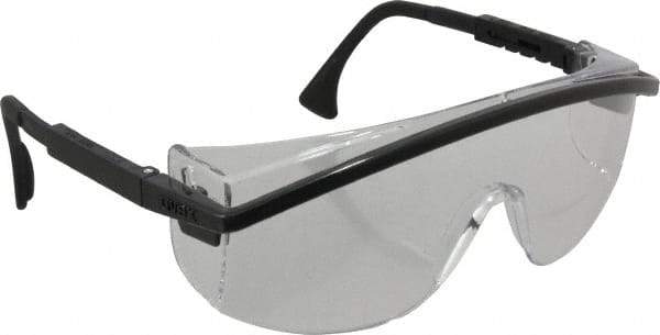 Uvex - Clear Lenses, Framed Safety Glasses - Anti-Fog, Scratch Resistant, Black Plastic Frame, Adjustable Temples, Size Universal, Wrap Around - Industrial Tool & Supply