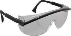 Uvex - Clear Lenses, Framed Safety Glasses - Anti-Fog, Scratch Resistant, Black Plastic Frame, Adjustable Temples, Size Universal, Wrap Around - Industrial Tool & Supply
