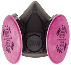 3M - Size L, P100 NIOSH Filter Rating, Thermoplastic Elastomer, Half Mask Facepiece Respirator Assembly - Protection from Oil and Non-Oil Based Particles, 2 Point Suspension - Industrial Tool & Supply