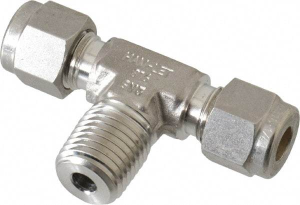 Ham-Let - 1/4" OD, Grade 316Stainless Steel Male Branch Tee - Comp x Comp x MNPT Ends - Industrial Tool & Supply