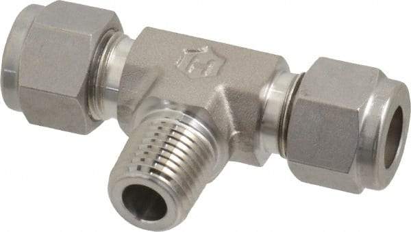 Ham-Let - 3/8" OD, Grade 316Stainless Steel Male Branch Tee - Comp x Comp x MNPT Ends - Industrial Tool & Supply