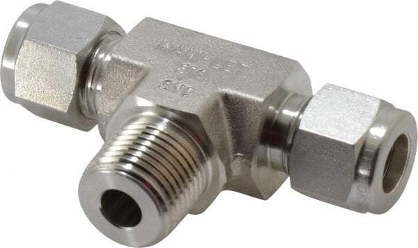 Ham-Let - 3/8" OD, Grade 316Stainless Steel Male Branch Tee - Comp x Comp x MNPT Ends - Industrial Tool & Supply