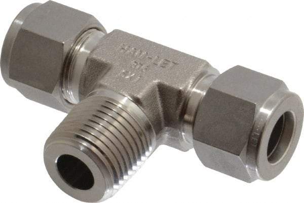 Ham-Let - 1/2" OD, Grade 316Stainless Steel Male Branch Tee - Comp x Comp x MNPT Ends - Industrial Tool & Supply