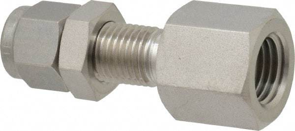 Ham-Let - 1/4" OD, Grade 316Stainless Steel Bulkhead Female Connector - Comp x FNPT Ends - Industrial Tool & Supply