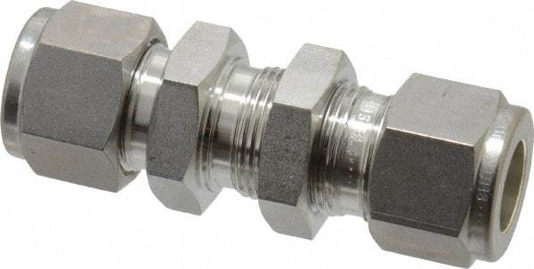 Ham-Let - 1/2" OD, Grade 316Stainless Steel Bulkhead Union - Comp x Comp Ends - Industrial Tool & Supply