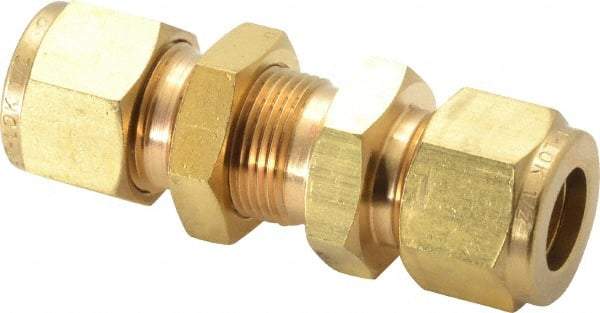 Ham-Let - 1/2" OD, Brass Bulkhead Union - Comp x Comp Ends - Industrial Tool & Supply