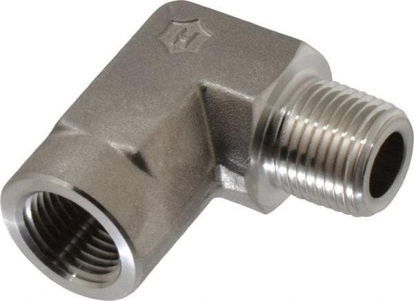 Ham-Let - 1/2" Grade 316 Stainless Steel Pipe 90° Street Elbow - FNPT x MNPT End Connections, 4,600 psi - Industrial Tool & Supply