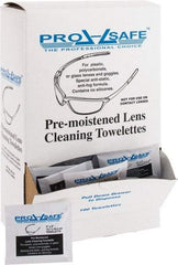 PRO-SAFE - 100 Antifog, Antistatic Lens Cleaning Towelettes - Individually Wrapped, Nonsilicone Cleaner, 8 Inch Long x 5 Inch Wide, 5-1/8 Inch Wide x 3 Inch Deep x 9-1/4 Inch High Dispenser - Industrial Tool & Supply