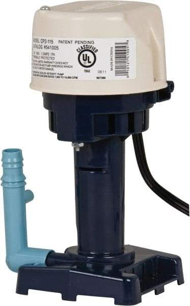 Little Giant Pumps - 1 Amp, 115 Volt, 1/50 hp, 1 Phase, Thermal Plastic Evaporative Cooler Pumps Machine Tool & Recirculating Pump - 8.3 GPM, 11 psi, 9" Overall Height, 4-1/2" Body Length, ABS Impeller, Open Fan Cooled Motor - Industrial Tool & Supply