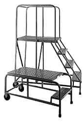 PW Platforms - 4 Step Platform - 500 Lb Capacity, 40" Platform Height, 32" Base Width x 74" Base Depth, Perforated Tread - Industrial Tool & Supply