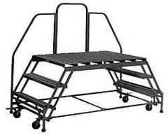 PW Platforms - 7 Step Platform - Double Access Rolling Work Platform, 500 Lb Capacity, 70" Platform Height, 38" Base Width x 145" Base Depth - Industrial Tool & Supply