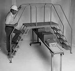 PW Platforms - 38" 4 Step Crossover Bridge - 300 Lb Capacity, 40" Platform Height, 26" Base Width x 75" Base Depth, Perforated Tread - Industrial Tool & Supply