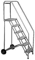 PW Platforms - 150" 12 Step Ladder - Portable Safety Ladder, 300 Lb Capacity, 120" Platform Height, 30" Base Width x 92" Base Depth - Industrial Tool & Supply