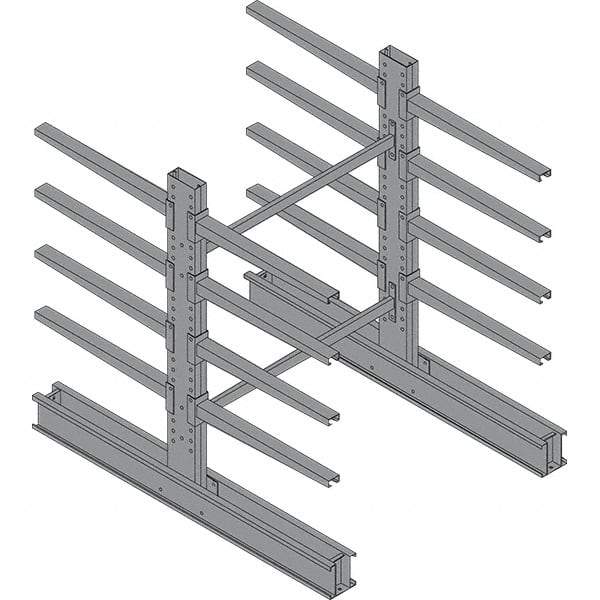 Made in USA - 8' High Double Sided Cantilever Rack - With Lip, 43,000 Lb Capacity, 65" Base Length, 24" Arm Length - Industrial Tool & Supply