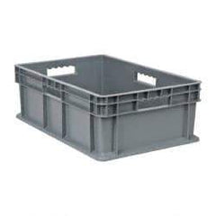 Akro-Mils - 1.78 Cu Ft, 83 Lb Load Capacity Gray Polyethylene Tote Container - Stacking, 23.3" Long x 15.8" Wide x 8.3" High - Industrial Tool & Supply