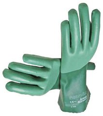 Ansell - Size XL (10), 14" Long, 55 mil Thick, Supported, Neoprene Chemical Resistant Gloves - Textured Finish, Cotton Interlock Knit Lined, Gauntlet Cuff, ANSI Abrasion Level 3, ANSI Cut Level 1, Green - Industrial Tool & Supply