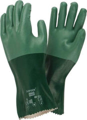 Ansell - Size M (8), 12" Long, 55 mil Thick, Supported, Neoprene Chemical Resistant Gloves - Textured Finish, Cotton Interlock Knit Lined, Gauntlet Cuff, ANSI Abrasion Level 3, ANSI Cut Level 1, Green - Industrial Tool & Supply