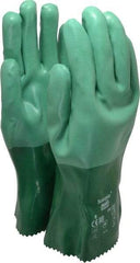 Ansell - Size L (9), 12" Long, 55 mil Thick, Supported, Neoprene Chemical Resistant Gloves - Textured Finish, Cotton Interlock Knit Lined, Gauntlet Cuff, ANSI Abrasion Level 3, ANSI Cut Level 1, Green - Industrial Tool & Supply