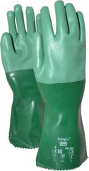 Ansell - Size M (8), 14" Long, 55 mil Thick, Supported, Neoprene Chemical Resistant Gloves - Textured Finish, Cotton Interlock Knit Lined, Gauntlet Cuff, ANSI Abrasion Level 3, ANSI Cut Level 1, Green - Industrial Tool & Supply