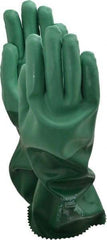 Ansell - Size L (9), 14" Long, 55 mil Thick, Supported, Neoprene Chemical Resistant Gloves - Textured Finish, Cotton Interlock Knit Lined, Gauntlet Cuff, ANSI Abrasion Level 3, ANSI Cut Level 1, Green - Industrial Tool & Supply