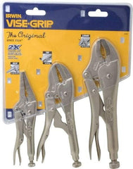 Irwin - 3 Piece Locking Plier Set - Comes in Clamshell - Industrial Tool & Supply