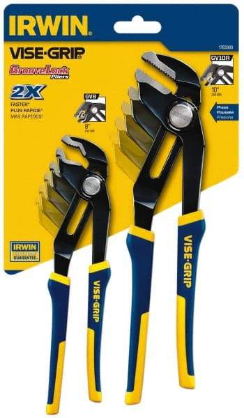 Irwin - 2 Piece GrooveLock Plier Set - Comes in Clamshell - Industrial Tool & Supply