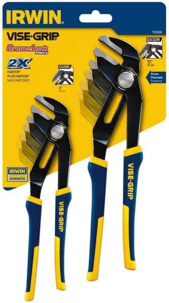Irwin - 2 Piece GrooveLock Plier Set - Comes in Clamshell - Industrial Tool & Supply