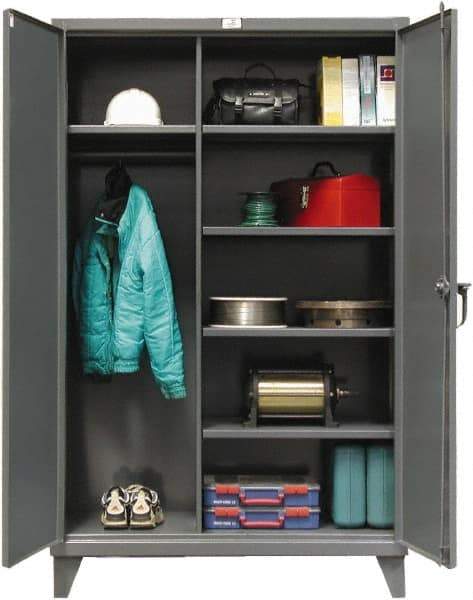 Strong Hold - 5 Shelf Combination Storage Cabinet - Steel, 48" Wide x 24" Deep x 72" High, Dark Gray - Industrial Tool & Supply