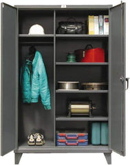 Strong Hold - 5 Shelf Combination Storage Cabinet - Steel, 48" Wide x 24" Deep x 72" High, Dark Gray - Industrial Tool & Supply